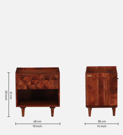 Vasel Sheesham Wood Bedside With Drawer By Sarve Furniture - Image 3
