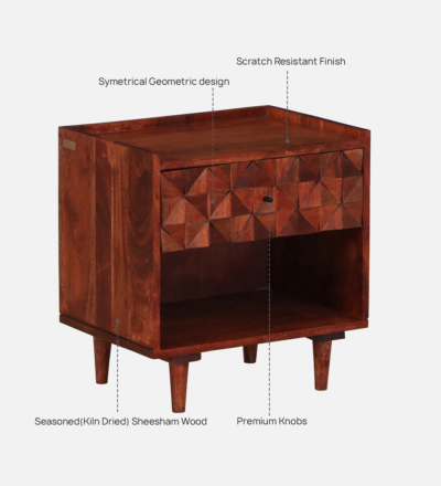 Vasel Sheesham Wood Bedside With Drawer By Sarve Furniture - Image 4