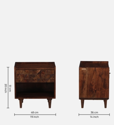 Sleek Bedside Table with Storage Compartment and Durable Sheesham Wood Frame - Image 3