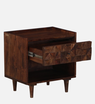 Sleek Bedside Table with Storage Compartment and Durable Sheesham Wood Frame - Image 7