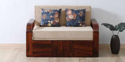 Foldable sofa bed with mattress for guest room and easy conversion