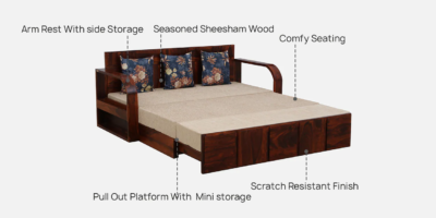Sofa Bed with Comfortable Backrest and Built-In Drawer for Extra Storage - Image 4