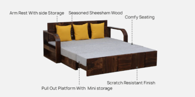 Stylish Sofa Bed with Pull-Out Mechanism for Sleeping and Sitting Comfort - Image 4