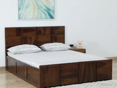 Cosma Wooden Bed With Hydraulic Storage by Sarve Furniture, featuring premium woodwork and convenient under-bed storage solution for modern bedrooms.