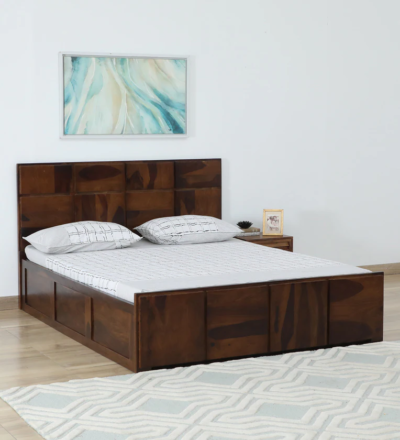 Cosma Wooden Bed With Hydraulic Storage by Sarve Furniture, featuring premium woodwork and convenient under-bed storage solution for modern bedrooms.