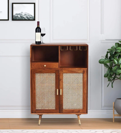 Wooden Bar Cabinet Bar Cabinet with Bottle Rack Bar Cabinet with Display Shelf Home Bar Cabinet Wood Sarve Furniture Bar Unit Wooden Liquor Cabinet Modern Wooden Bar Cabinet Wine Bottle Rack Cabinet Bar Furniture for Living Room Solid Wood Display Bar Cabinet