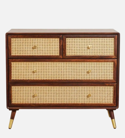 Antique Style Drawer Chest with Hand-Finished Details and Solid Sheesham Wood - Image 4