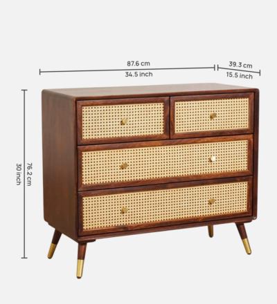 Antique Style Drawer Chest with Hand-Finished Details and Solid Sheesham Wood - Image 3