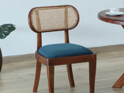 Solid Wood Dining Chair with Cushion and Natural Polish for Home