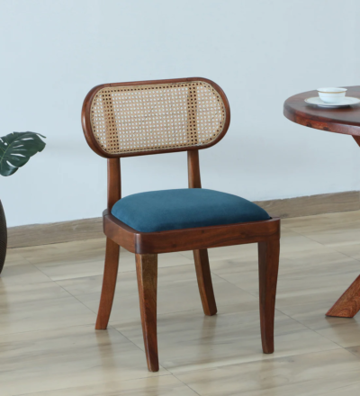 Solid Wood Dining Chair with Cushion and Natural Polish for Home
