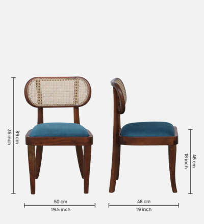 Solid Wood Dining Chair with Cushion and Natural Polish for Home (Set Of 2) - Image 3