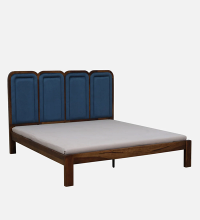 Wooden Bed with Tall Headboard and Smooth Polished Finish for Bedroom - Image 6