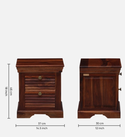 Varleson Sheesham Wood Bedside Table With Drawers By Sarve Furniture - Image 3