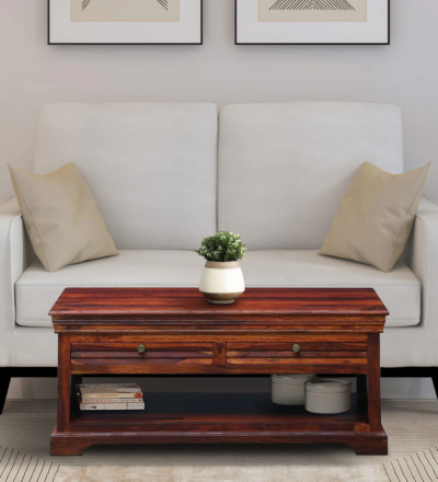 Coffee Table Stylish with Open Storage Shelf and Minimalist Wooden Frame