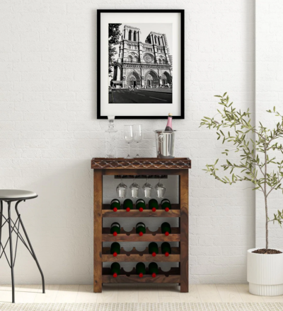 Wooden bar furniture Bar cabinet with storage Modern bar cabinet Sheesham wood bar cabinet with wine rack for home bar Premium wooden bar unit with storage Stylish Sheesham bar cabinet with wine and bottle storage Solid wood bar unit with wine rack and glass holder Elegant home