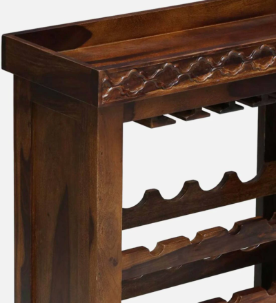 Sheesham Wood Bar Cabinet with Wine Rack By Sarve Furniture - Image 9