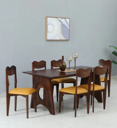 Unique wooden dining set with built-in table storage for modern home use