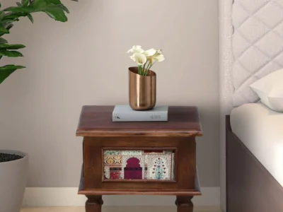 Stylish Nightstand For Bedroom in Sheesham Wood with Polished Finish