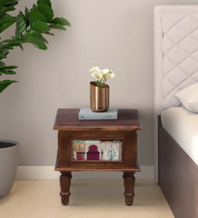 Stylish Nightstand For Bedroom in Sheesham Wood with Polished Finish