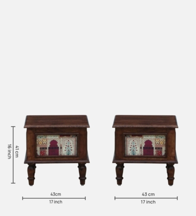 Stylish Nightstand For Bedroom in Sheesham Wood with Polished Finish - Image 3