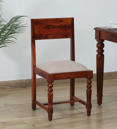 Cushioned Wooden Dining Chair with Designer Backrest for Dining Room