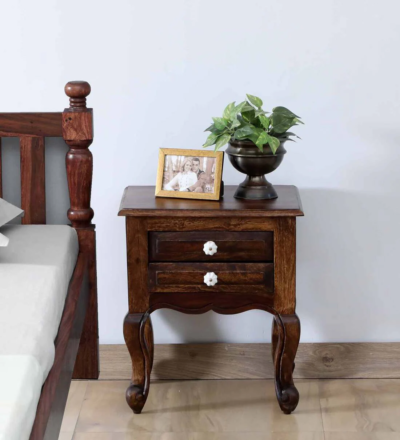 Riviera Wooden Bedside Table by Sarve Furniture with Storage