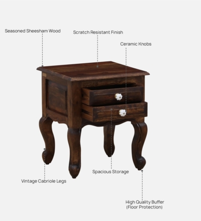 Riviera Wooden Bedside Table By Sarve Furniture - Image 4
