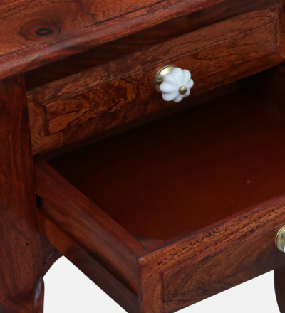 Bistro Bedside Table Sheesham Wood With Drawers By Sarve Furniture - Image 9
