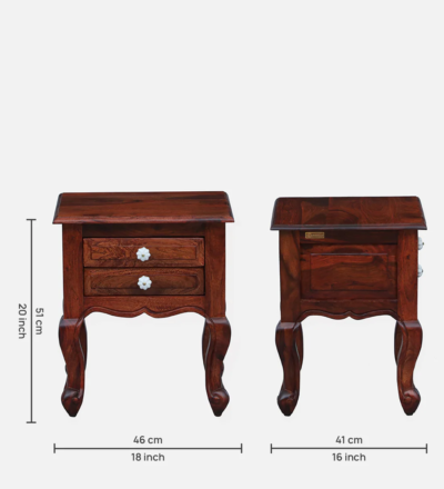 Bistro Bedside Table Sheesham Wood With Drawers By Sarve Furniture - Image 3