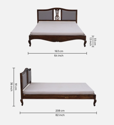 Natural Sheesham Wood Bed Without Storage by Sarve Furniture - Image 3