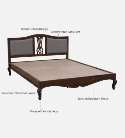 Natural Sheesham Wood Bed Without Storage by Sarve Furniture - Image 7