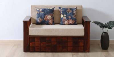Classic sofa cum bed with pull-out bed frame and premium cushions