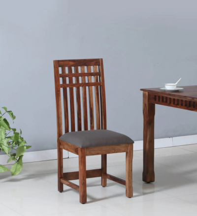 Modern Wooden Dining Chair with Sleek Legs and Soft Fabric Seat