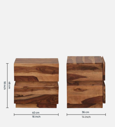 Sleek and Stylish Bedside Table Wooden with Two Drawers and Flat Top - Image 3