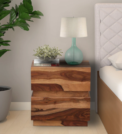 Sleek and Stylish Bedside Table Wooden with Two Drawers and Flat Top