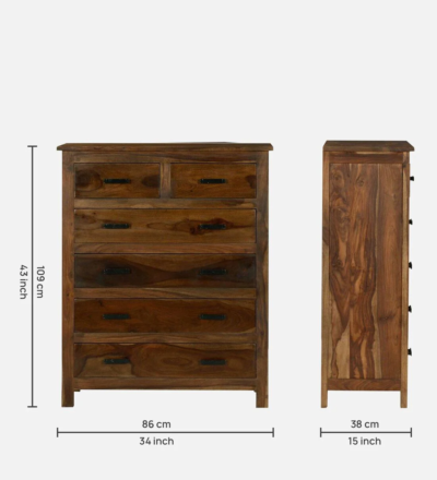 Glowline Chest with Multiple Drawers and Natural Wood Texture Sheesham Wood - Image 3