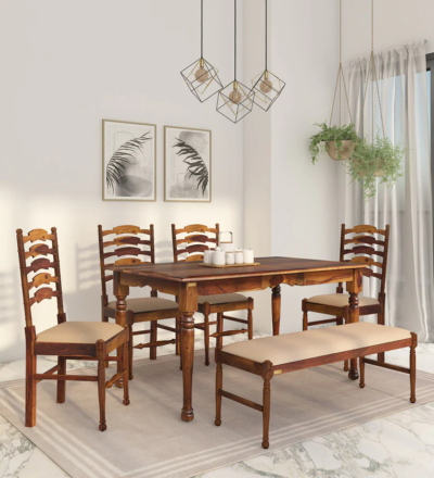 Space-Efficient Dining Set with Solid Wood Table and Four Matching Chairs