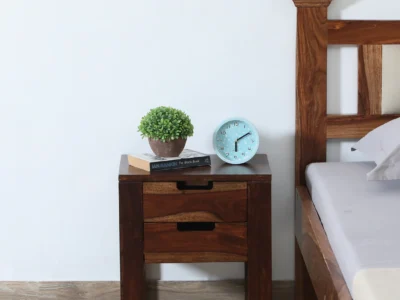 "Elysian Sheesham Wood Bedside Table with Drawers by Sarve Furniture - Solid Wood Nightstand with Storage for Bedroom"