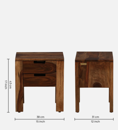 Vnkel Bedside Table Sheesham Wood With Drawers By Sarve Furniture - Image 3