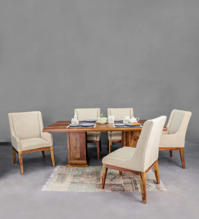 Modern Dining Set Home with Storage Drawer Table and Cushioned Chair Seats