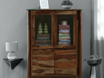 Minimalist Sheesham wood bookshelf with clean lines and strong build by Sarve Furniture