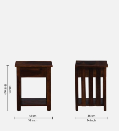 Functional Bedside Table with Open Storage Shelf and Single Pull Drawer - Image 3