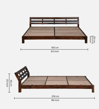 Strong Sheesham Wood Without Storage Bed By Sarve Furniture - Image 3