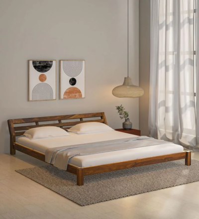 Strong Sheesham wood bed without storage by Sarve Furniture – durable and stylish wooden bed frame