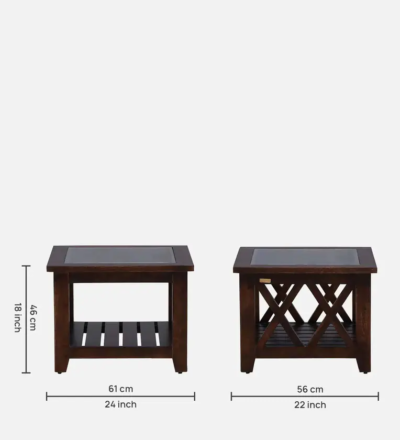Designer Wooden Coffee Table with Storage Basket and Smooth Finish For Online - Image 3