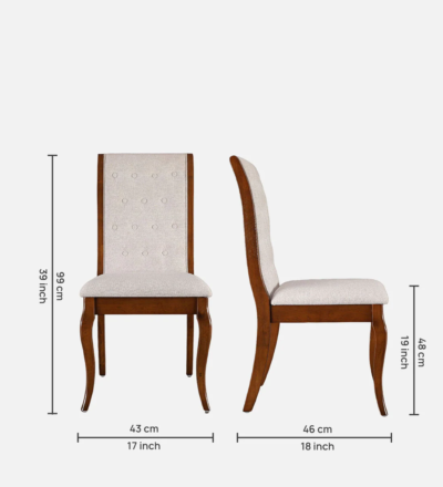 Designer Dining Chair with Wood Frame and Comfortable Upholstered Cushion (Set Of 2) - Image 3