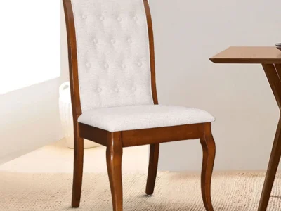 Designer Dining Chair with Wood Frame and Comfortable Upholstered Cushion (Set Of 2)