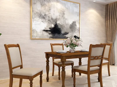 Elegant Teak Dining Set with Classic Chairs and Smooth Finished Tabletop