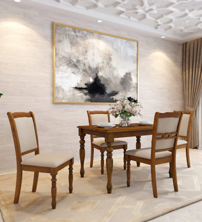 Elegant Teak Dining Set with Classic Chairs and Smooth Finished Tabletop
