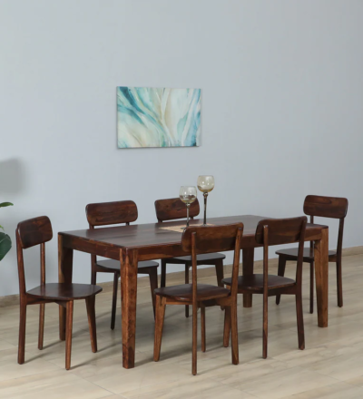 Classic solid wood dining set with chairs and Sheesham wood table design